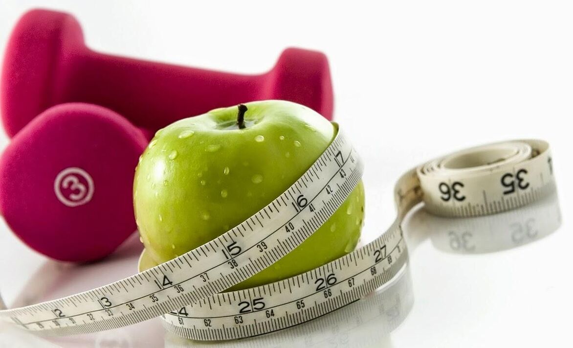 ябълка и дъмбели за отслабване с 10 кг на месец